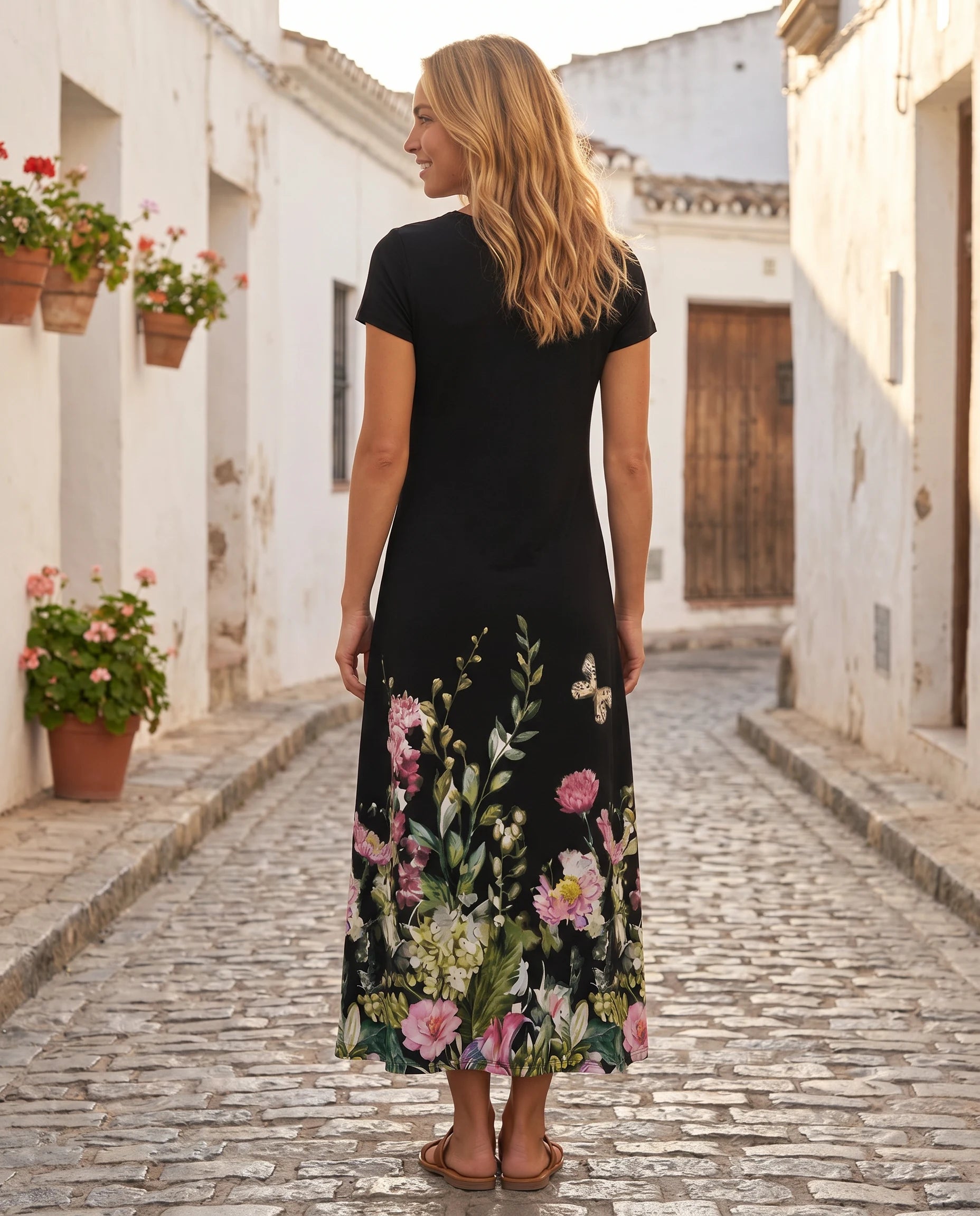 Robe longue a fleurs Pauline lifestyle rue mediterraneenne dos