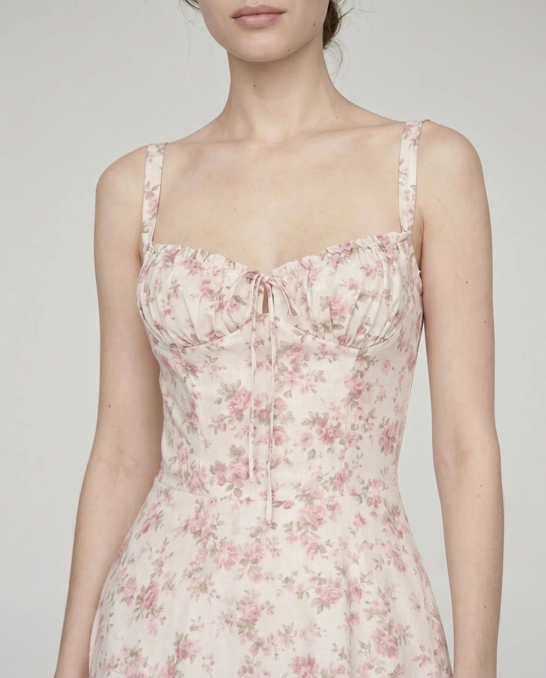 Bustier corset de la robe fleurie Rosalie coloris Roses anciennes — Zolena