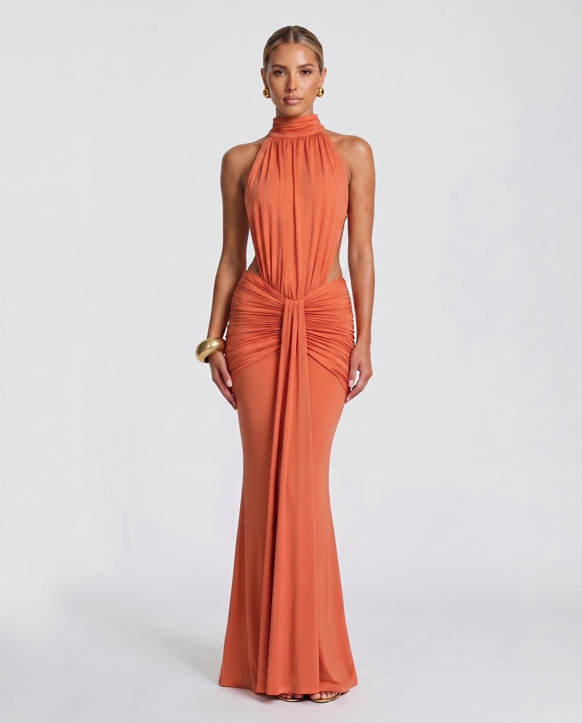 Robe longue sirène en jersey — frontal