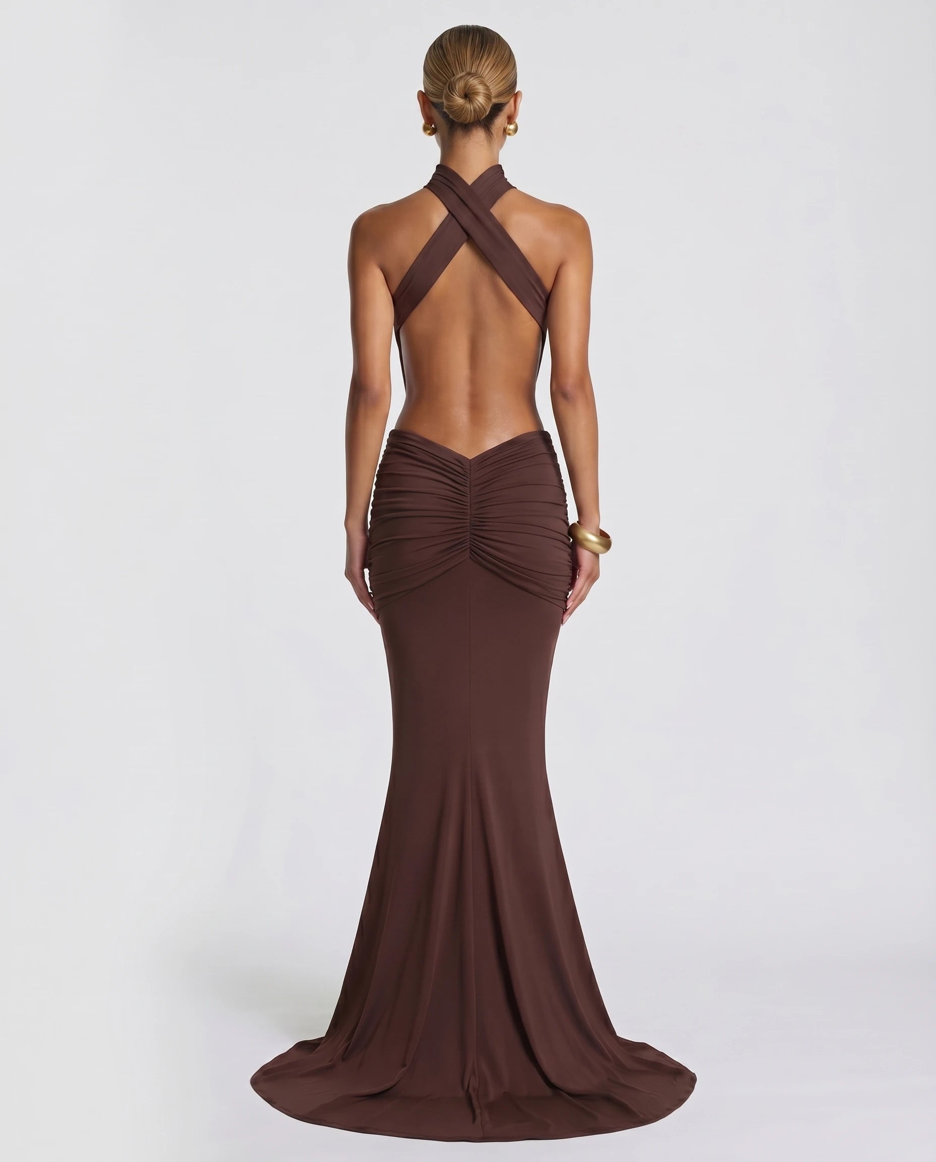 Robe longue sirène en jersey — dos