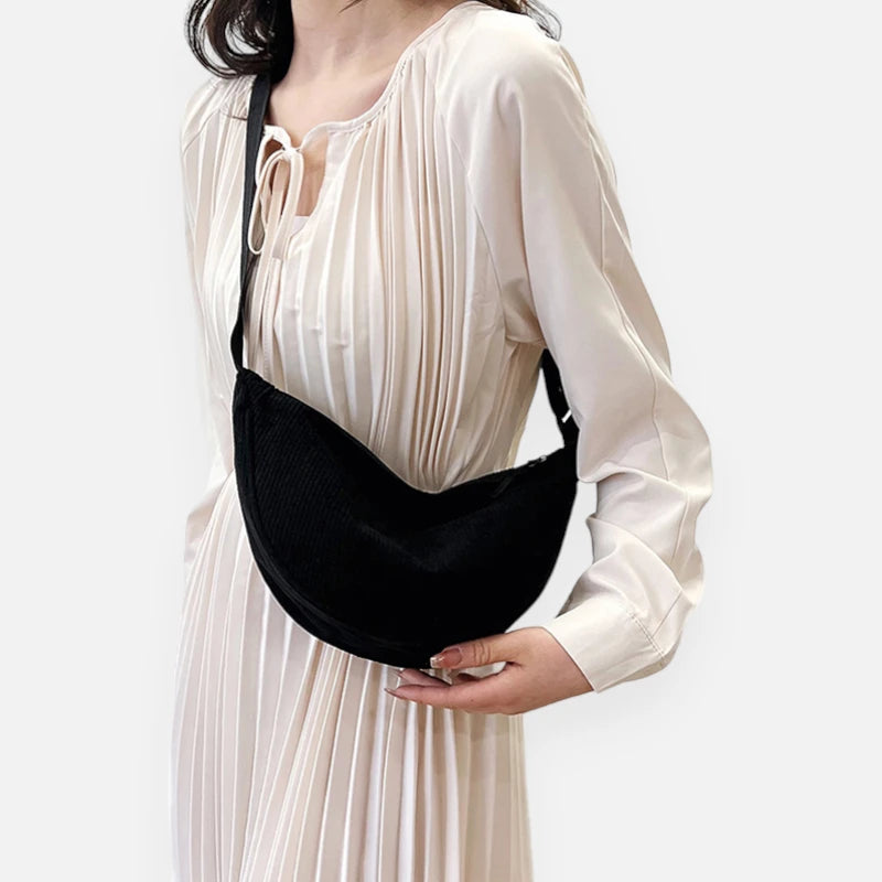 Sac banane demi-lune en velours côtelé Maëlle