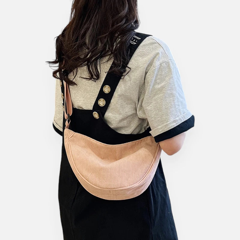 Sac banane demi-lune en velours côtelé Maëlle