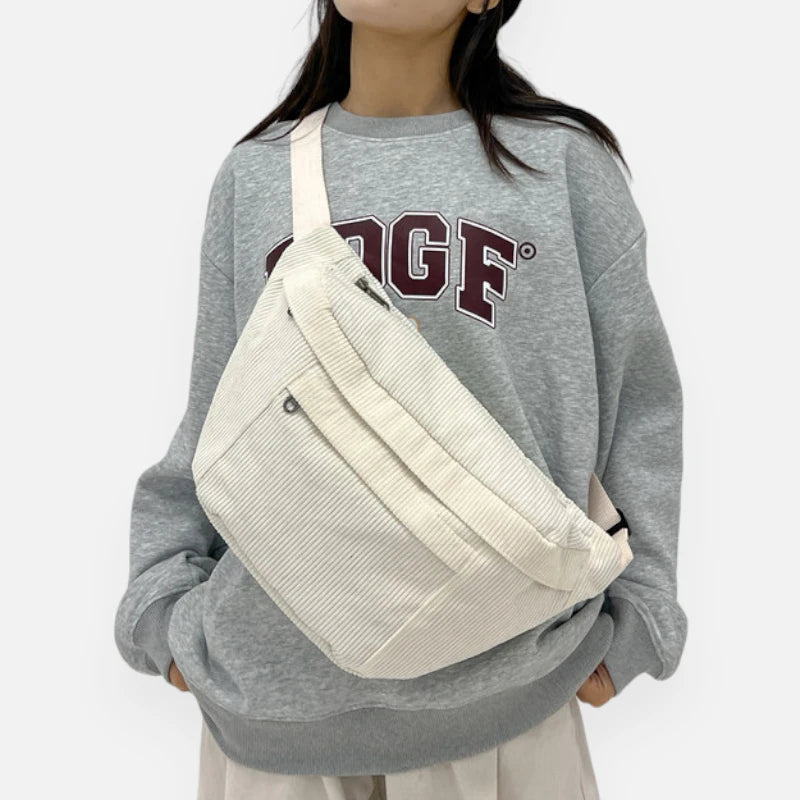 Sac banane XL en velours côtelé Iris