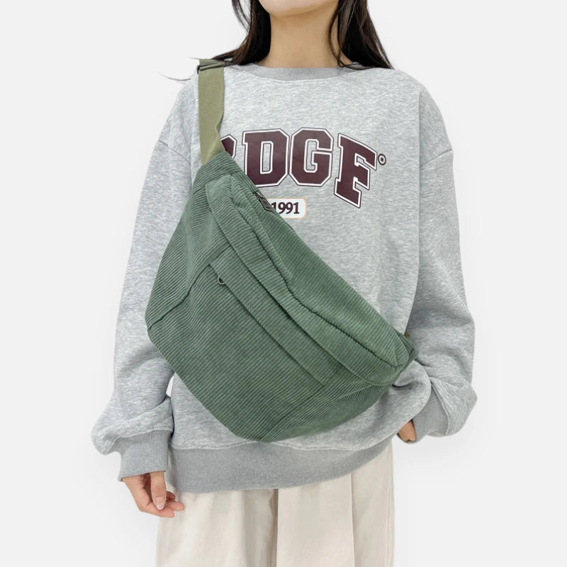 Sac banane XL en velours côtelé Iris