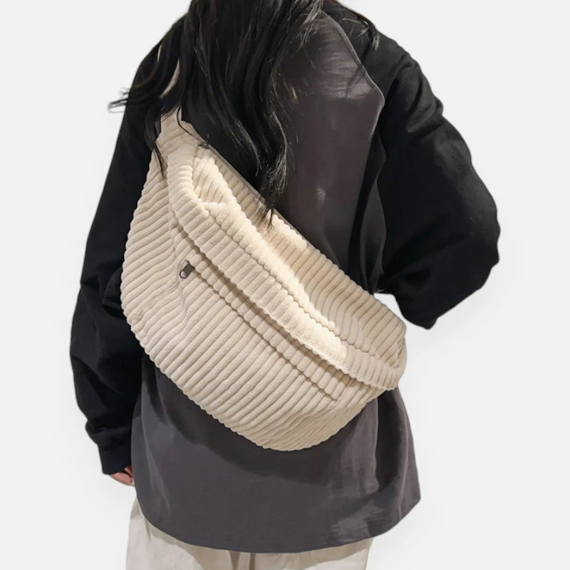 Grand sac banane velours côtelé Zoé