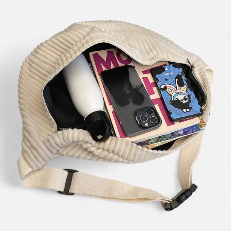 Grand sac banane velours côtelé Zoé