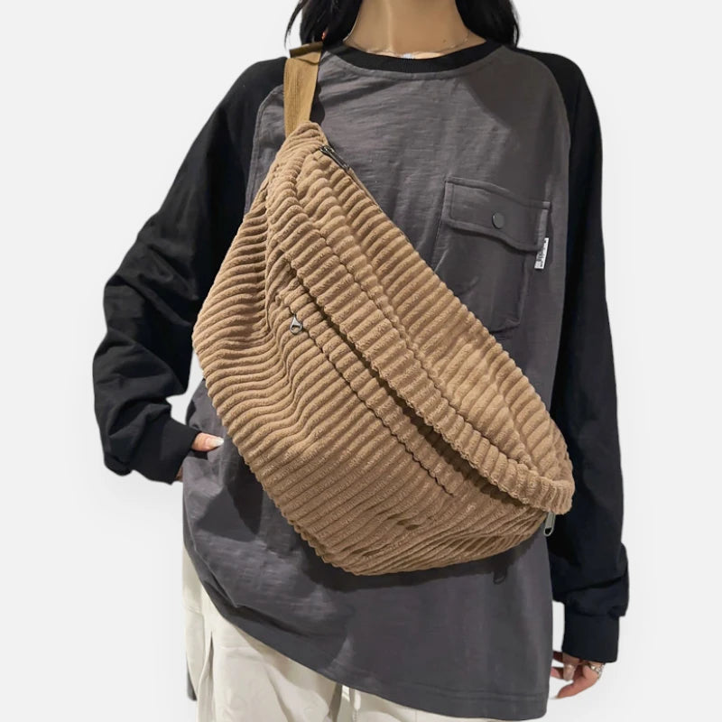 Grand sac banane velours côtelé Zoé