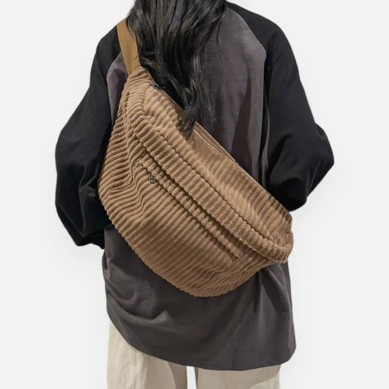 Grand sac banane velours côtelé Zoé