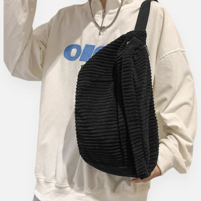 Grand sac banane velours côtelé Zoé