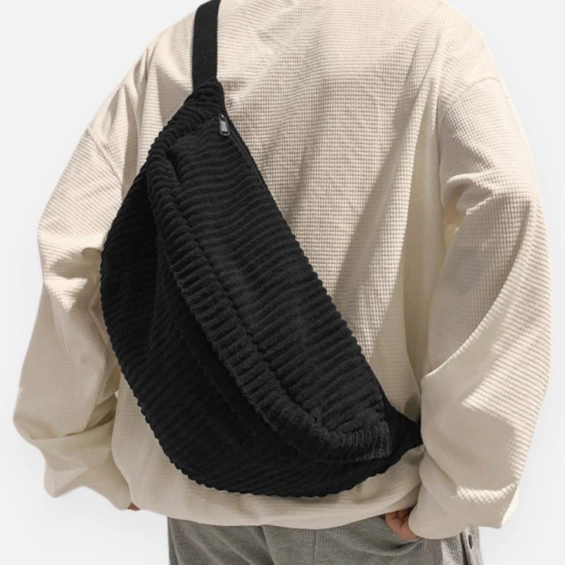 Grand sac banane velours côtelé Zoé