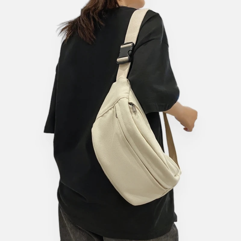 Grand sac banane en tissu tendance Éliane