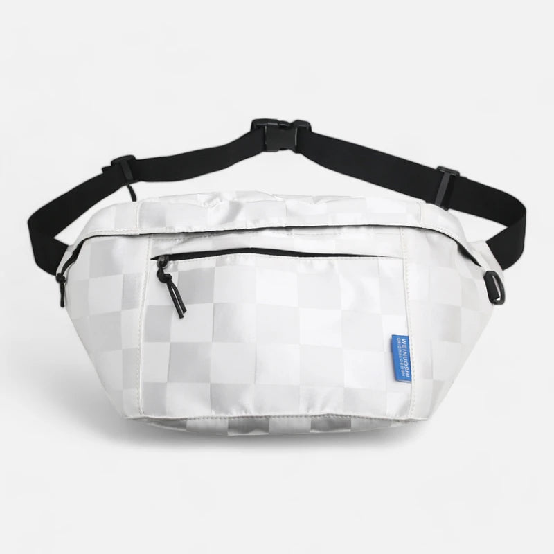 Grand sac banane à damier en cuir tendance Héloïse