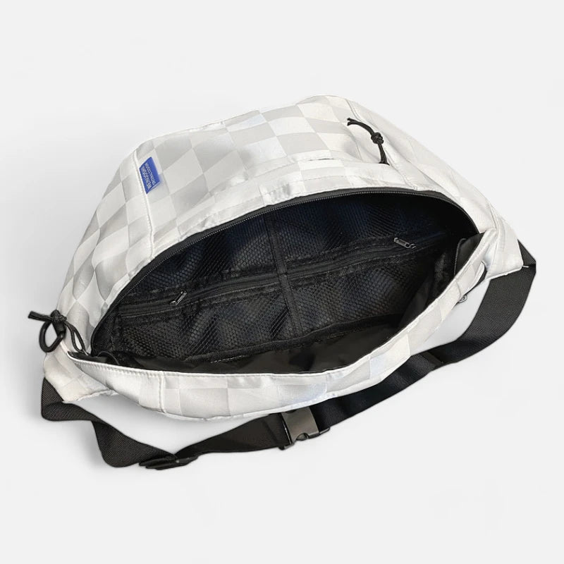 Grand sac banane à damier en cuir tendance Héloïse