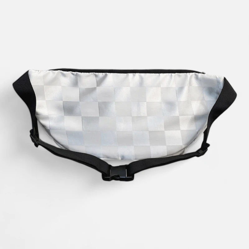 Grand sac banane à damier en cuir tendance Héloïse