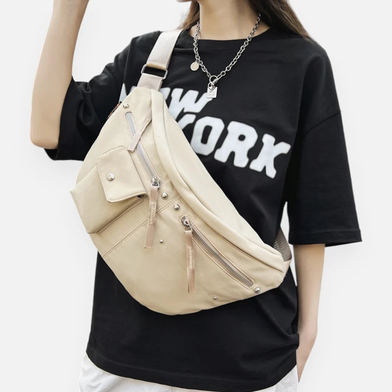 Grand sac banane en tissu tendance Jeanne