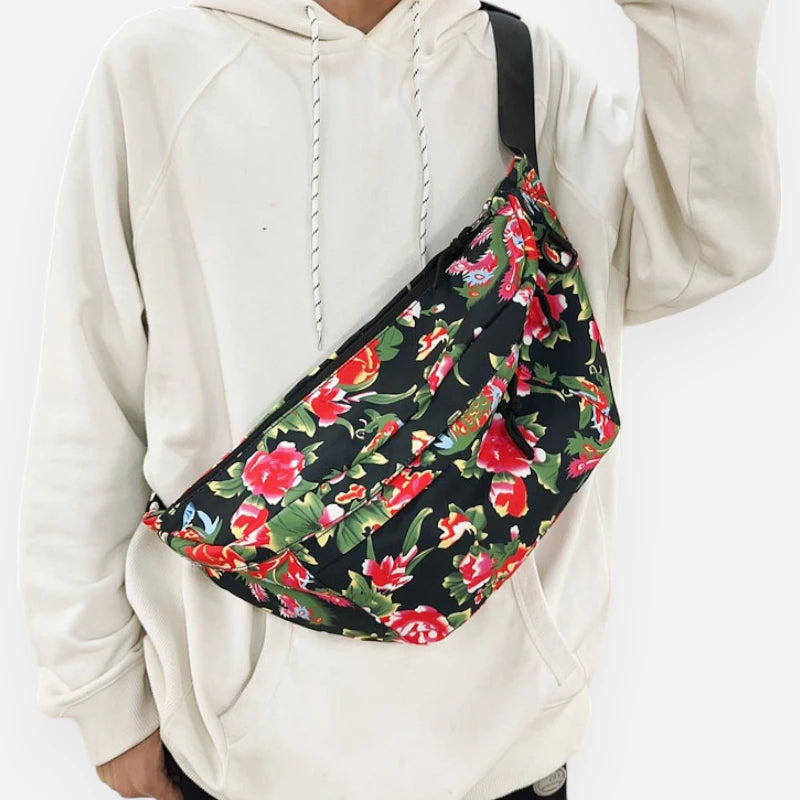 Sac banane XL en tissu à motif floral Claudette