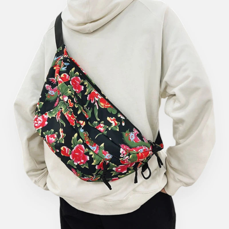 Sac banane XL en tissu à motif floral Claudette