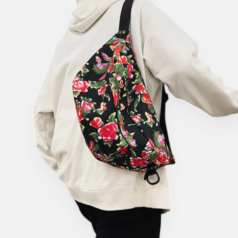 Sac banane XL en tissu à motif floral Claudette