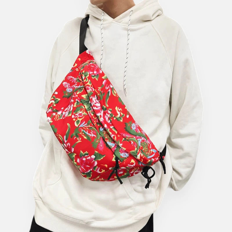 Sac banane XL en tissu à motif floral Claudette