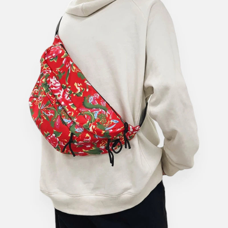 Sac banane XL en tissu à motif floral Claudette
