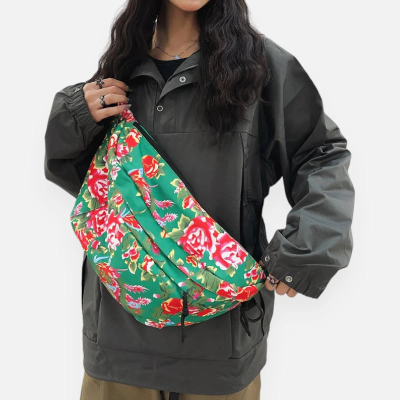 Sac banane XL en tissu à motif floral Claudette