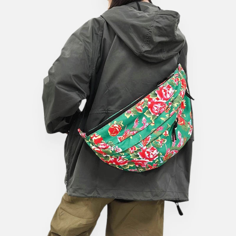 Sac banane XL en tissu à motif floral Claudette