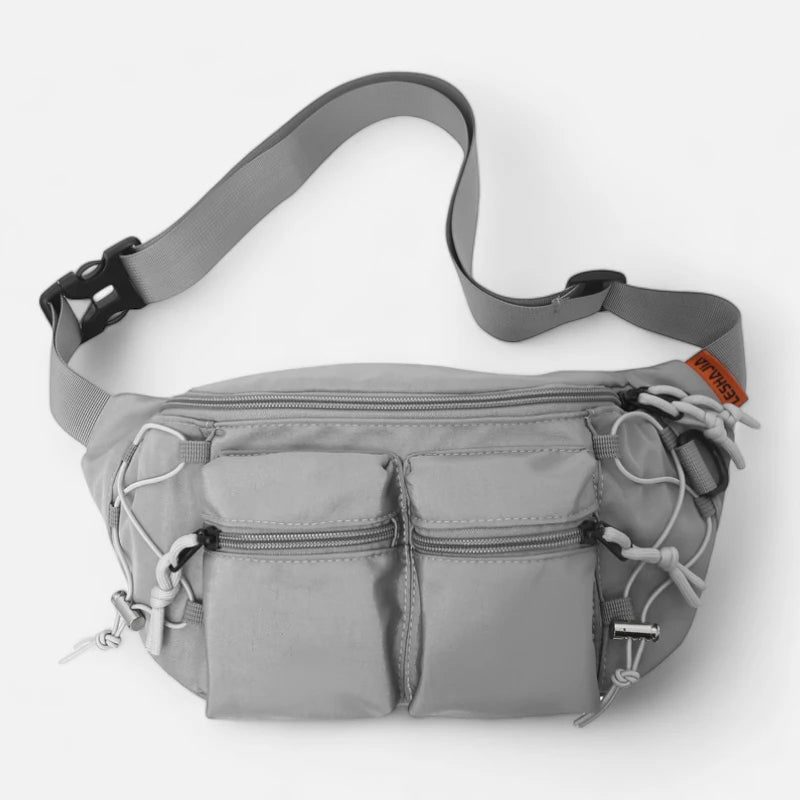 Grand sac banane en tissu avec double poche avant Martine