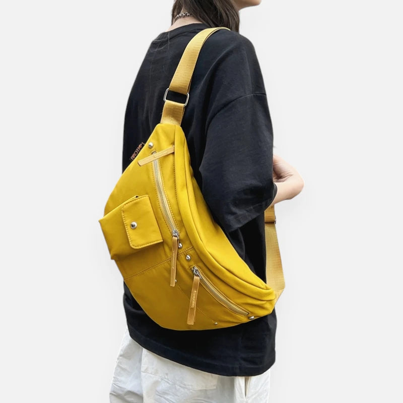 Grand sac banane en tissu tendance Jeanne