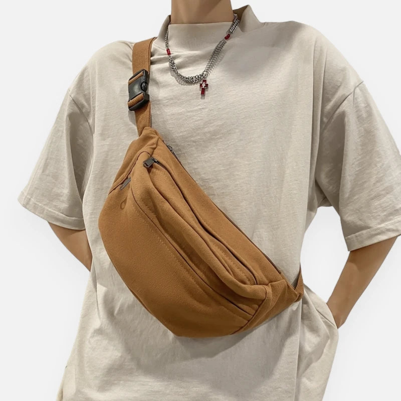 Grand sac banane en tissu tendance Éliane