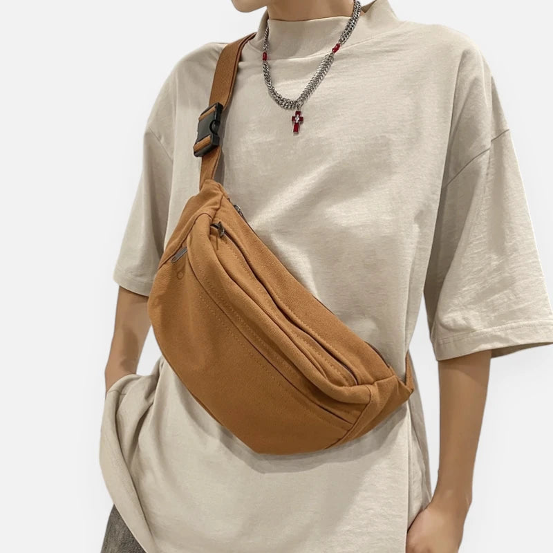 Grand sac banane en tissu tendance Éliane