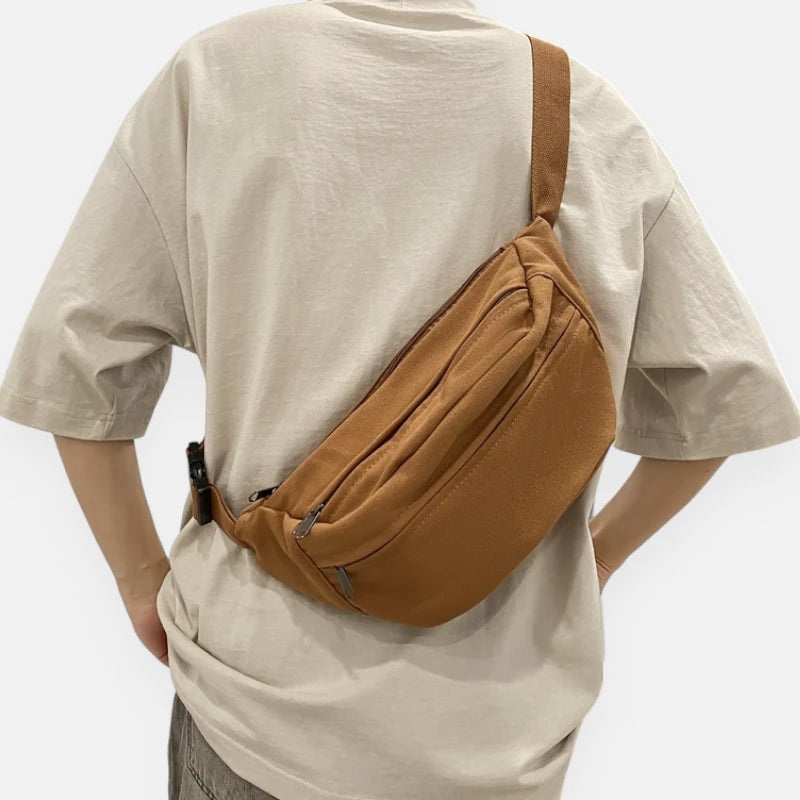 Grand sac banane en tissu tendance Éliane