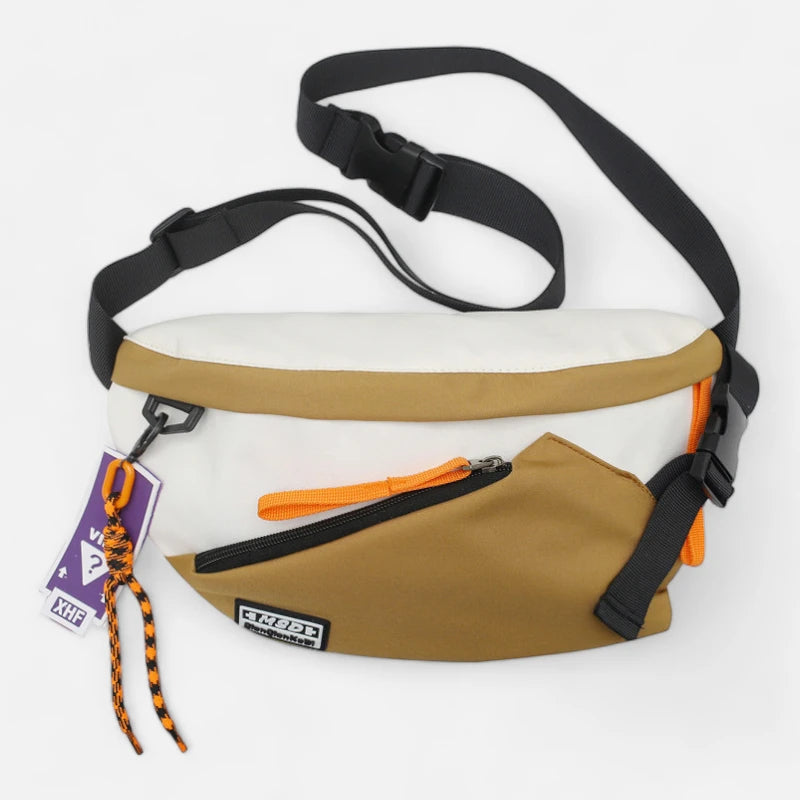 Grand sac banane en tissu bi-color Laurette