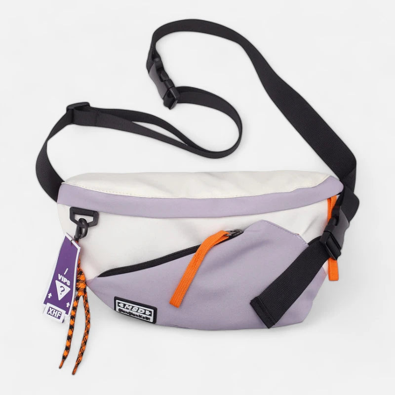 Grand sac banane en tissu bi-color Laurette