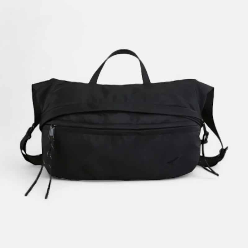 Grand sac banane en tissu noir tendance Denise