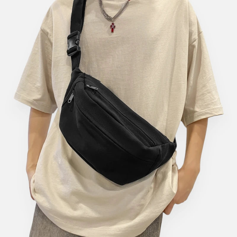 Grand sac banane en tissu tendance Éliane