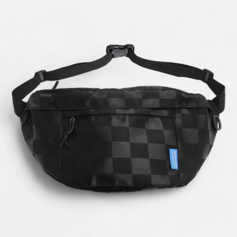 Grand sac banane à damier en cuir tendance Héloïse