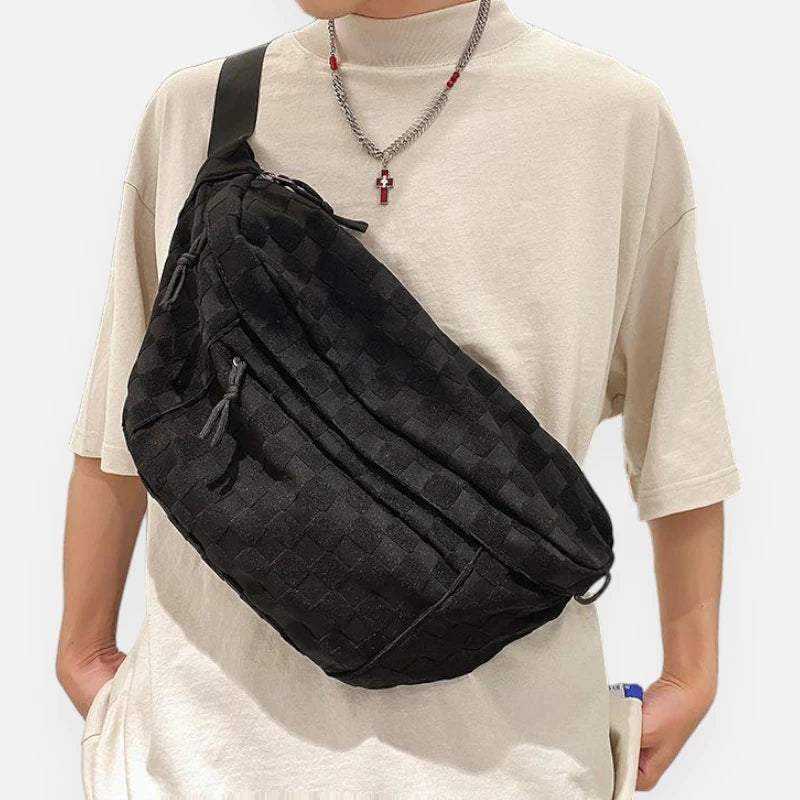 Sac banane XL en tissu à damier Jacqueline