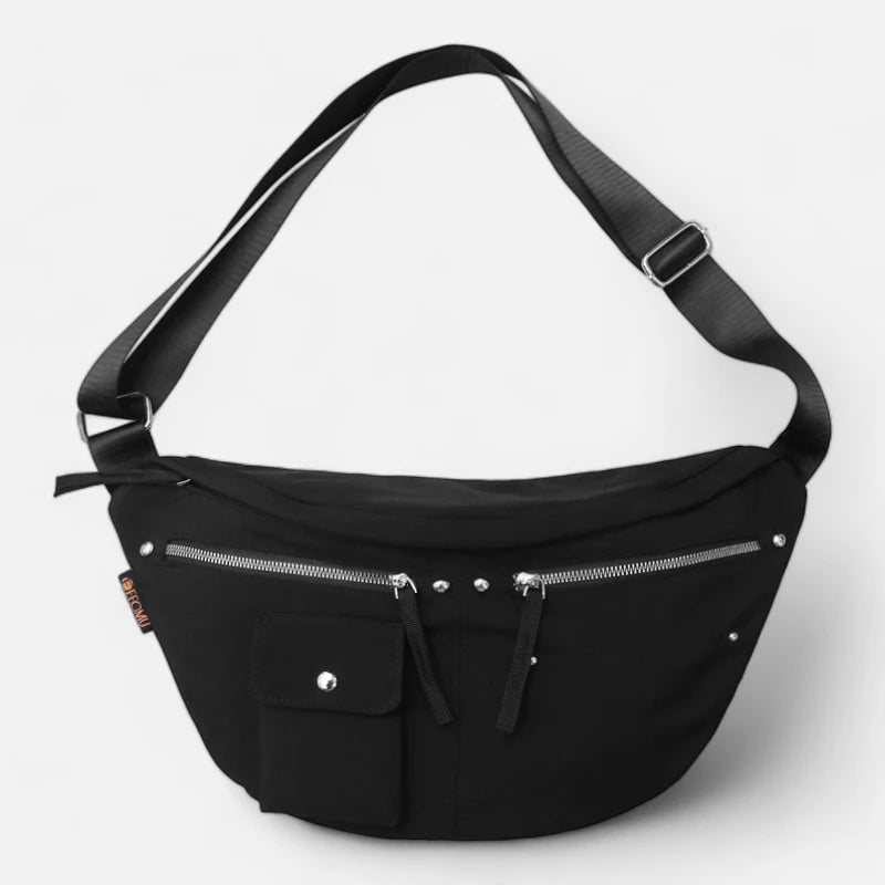 Grand sac banane en tissu tendance Jeanne