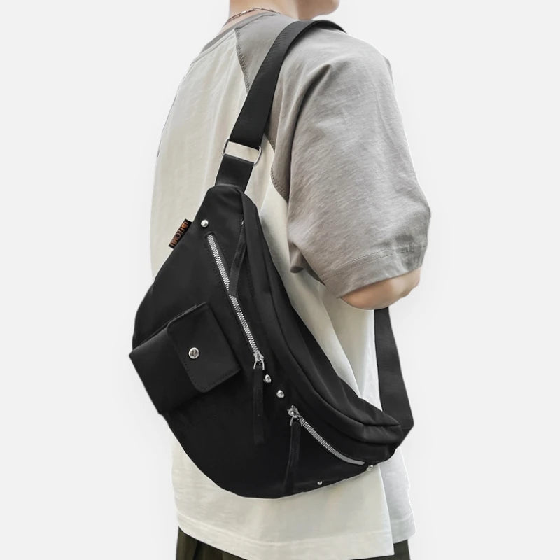 Grand sac banane en tissu tendance Jeanne