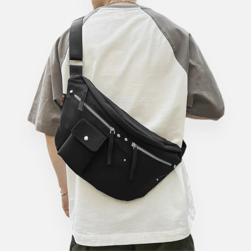 Grand sac banane en tissu tendance Jeanne