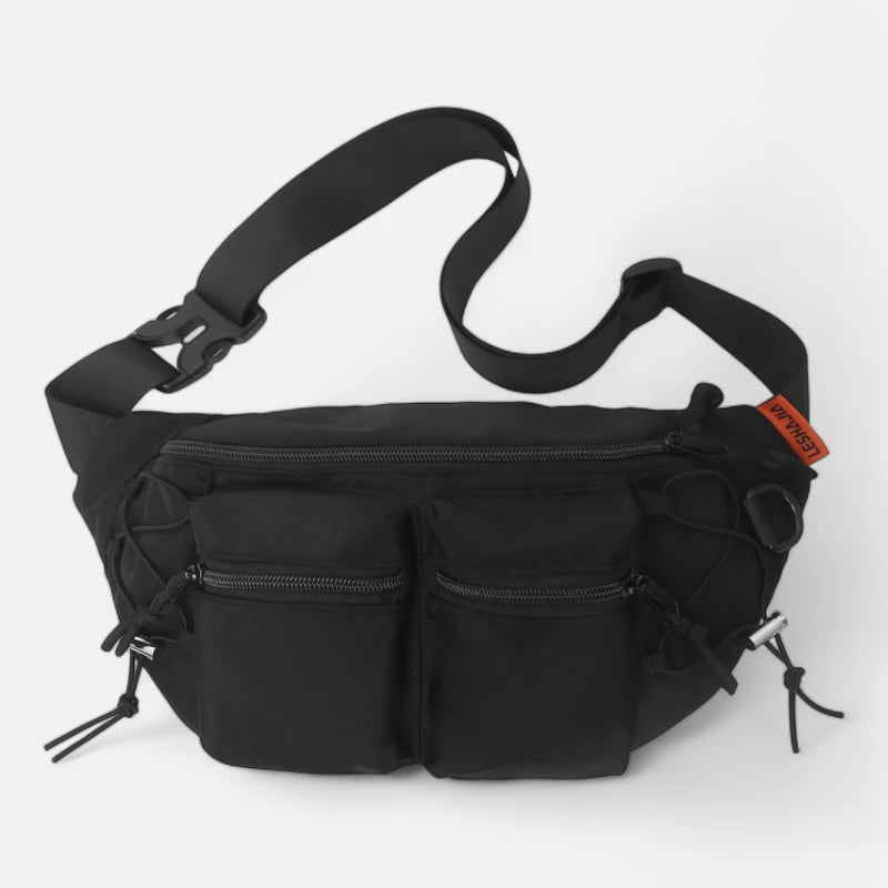 Grand sac banane en tissu avec double poche avant Martine