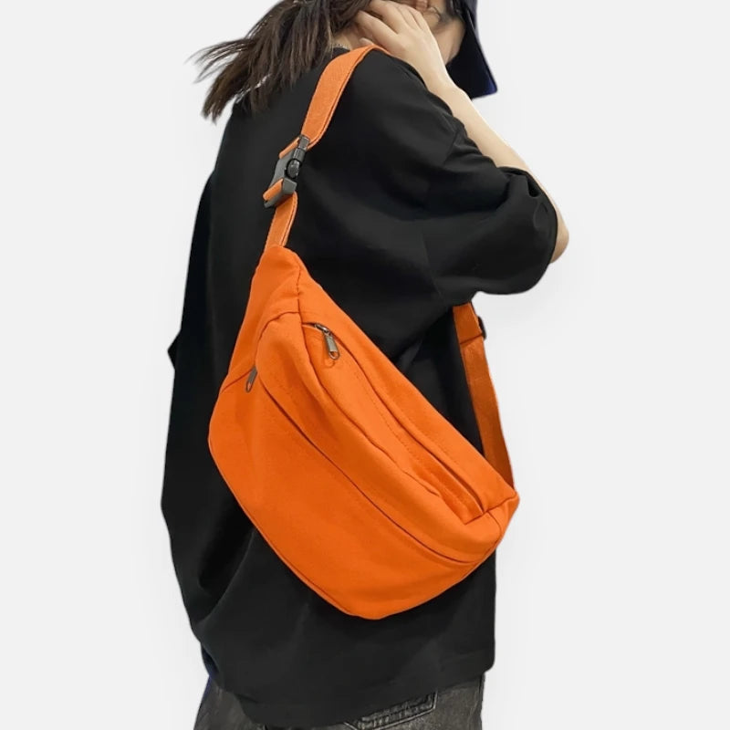 Grand sac banane en tissu tendance Éliane