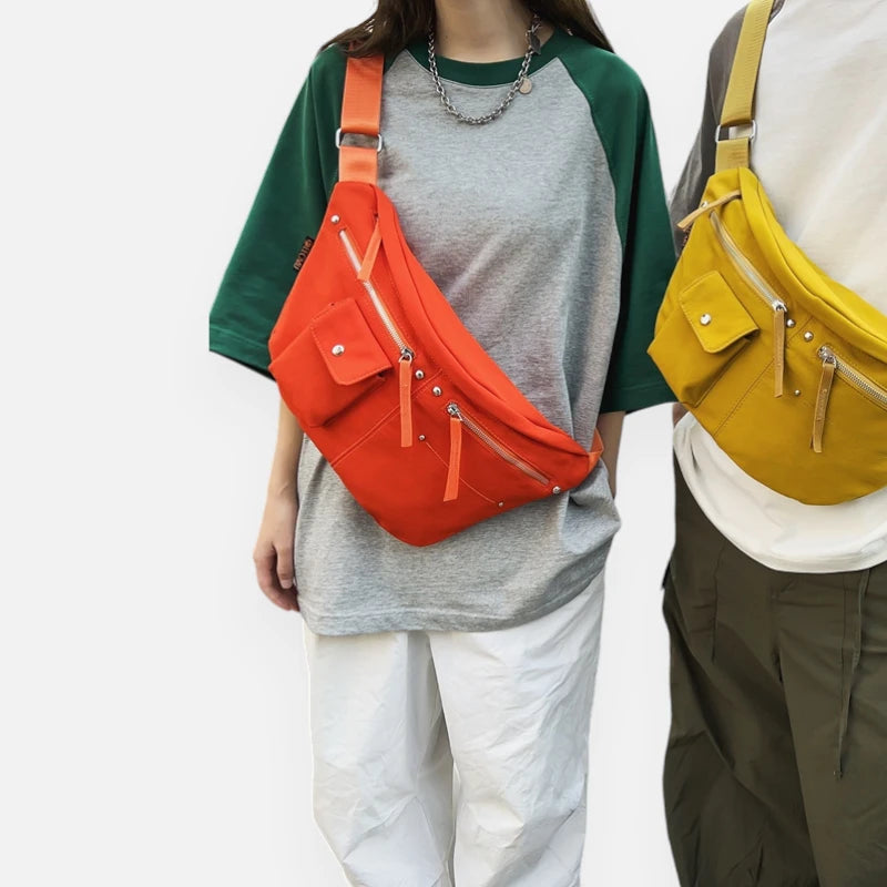 Grand sac banane en tissu tendance Jeanne