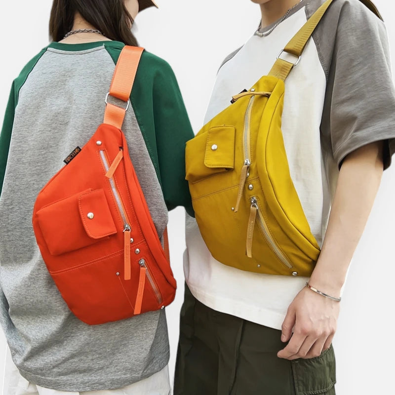 Grand sac banane en tissu tendance Jeanne