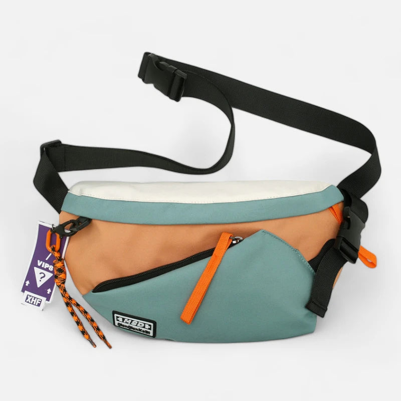 Grand sac banane en tissu bi-color Laurette