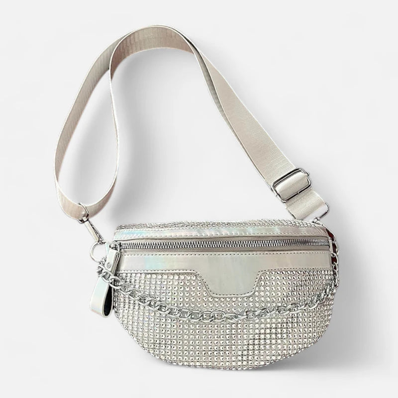 Sac banane cuir à bandoulière avec strass Estelle
