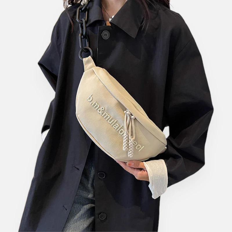 Grand sac banane cuir tendance à bandoulière Pauline