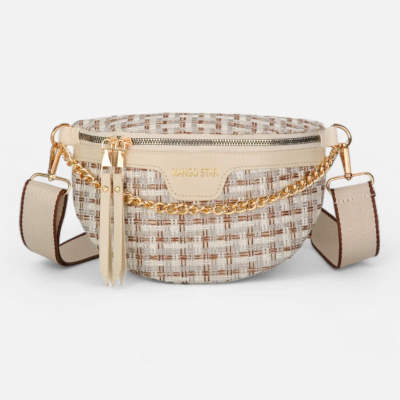 Sac banane cuir à bandoulière avec chaîne doré Agathe