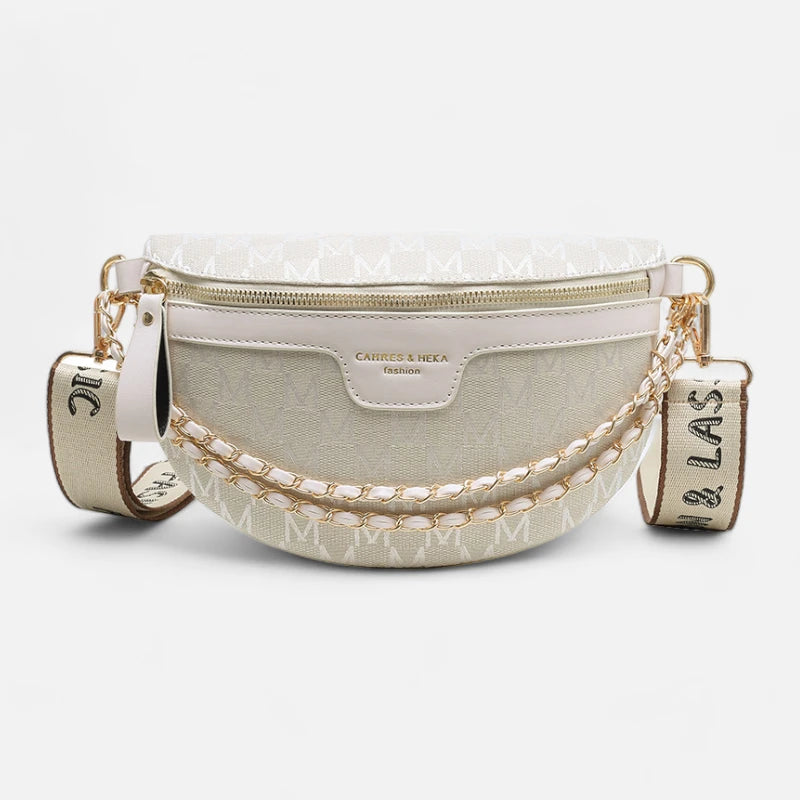 Sac banane en tissu et cuir chic à bandoulière Daphne