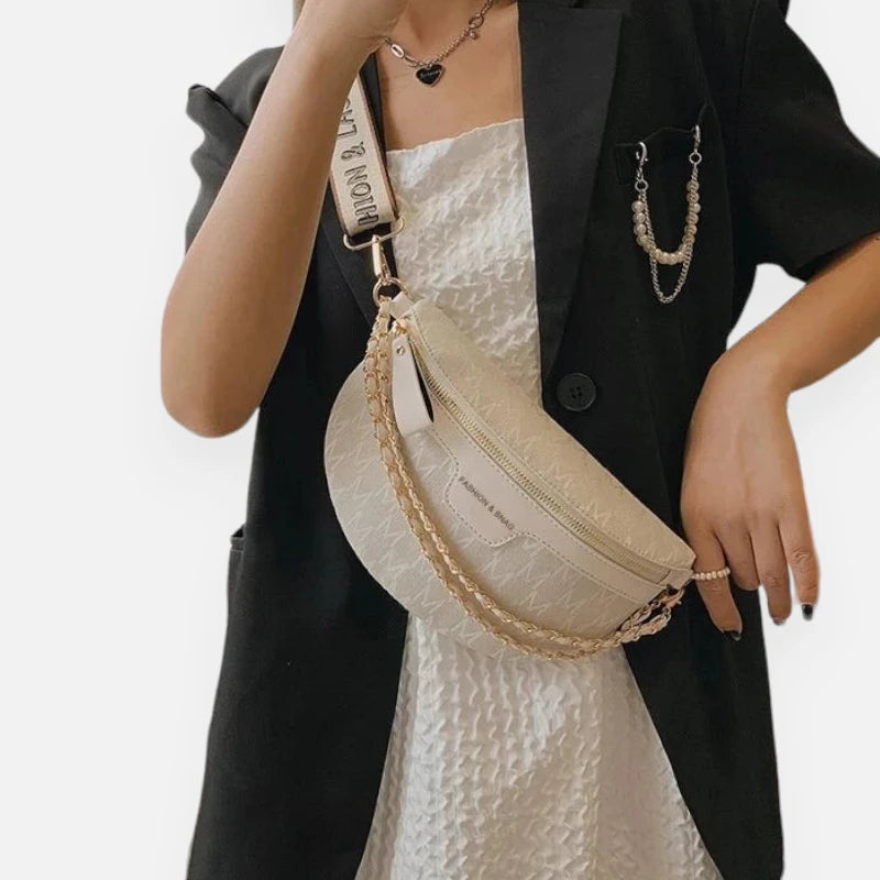 Sac banane en tissu et cuir chic à bandoulière Daphne